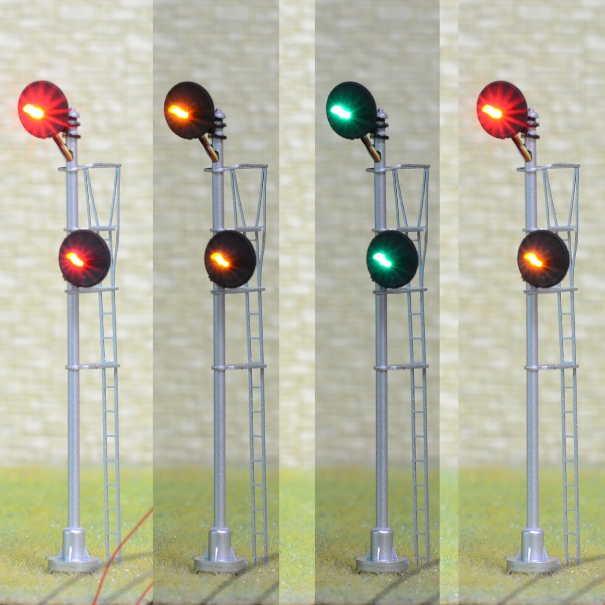 1 x HO scale model railroad 3-colors searchlight signal 2 heads indicator #T2